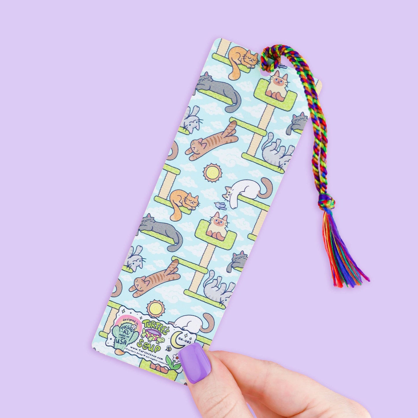 Turtle's Soup - Cat Tower, Cat Lover, Cute, Bookish, Bookmark with Tassel