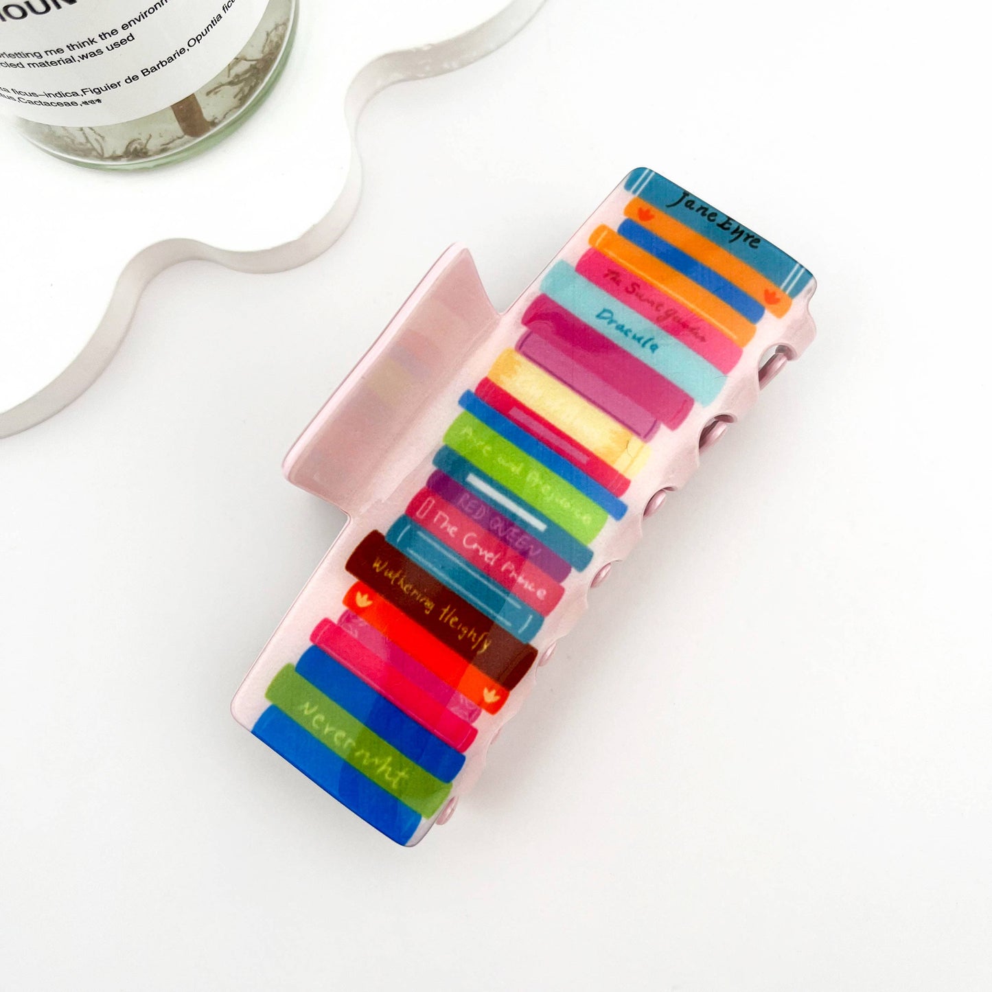 mildstyles - 📚 Colorful Book Stack Hair Claw – PVC Study Buddy Clip: Pink
