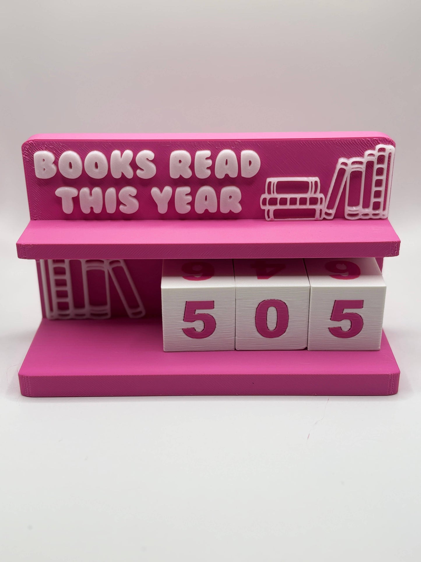 Stella Cake Creations - Book Counter Sign with Numbers : Light Pink Stand w/ White Blocks