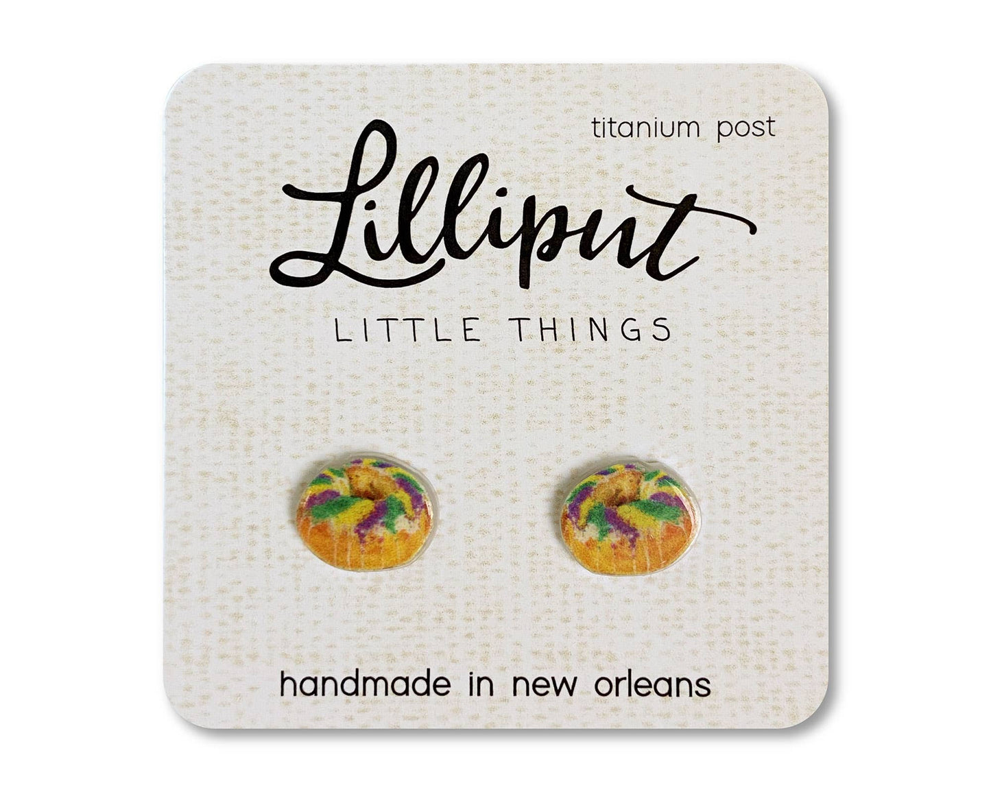 Lilliput Little Things - King Cake Earrings // Mardi Gras