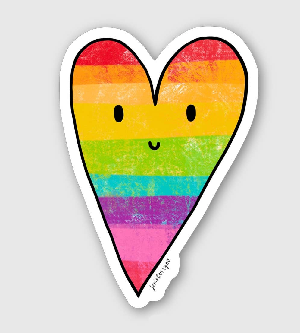 Jenipher Lyn / Nightly Doodles - Rainbow Heart - Love Vinyl Sticker, Valentine's Day, Pride