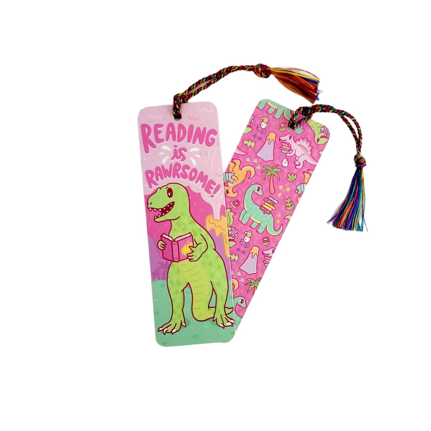 Turtle's Soup - Reading Is Rawrsome Dinosaur Pun Funny Bookmark with Tassel