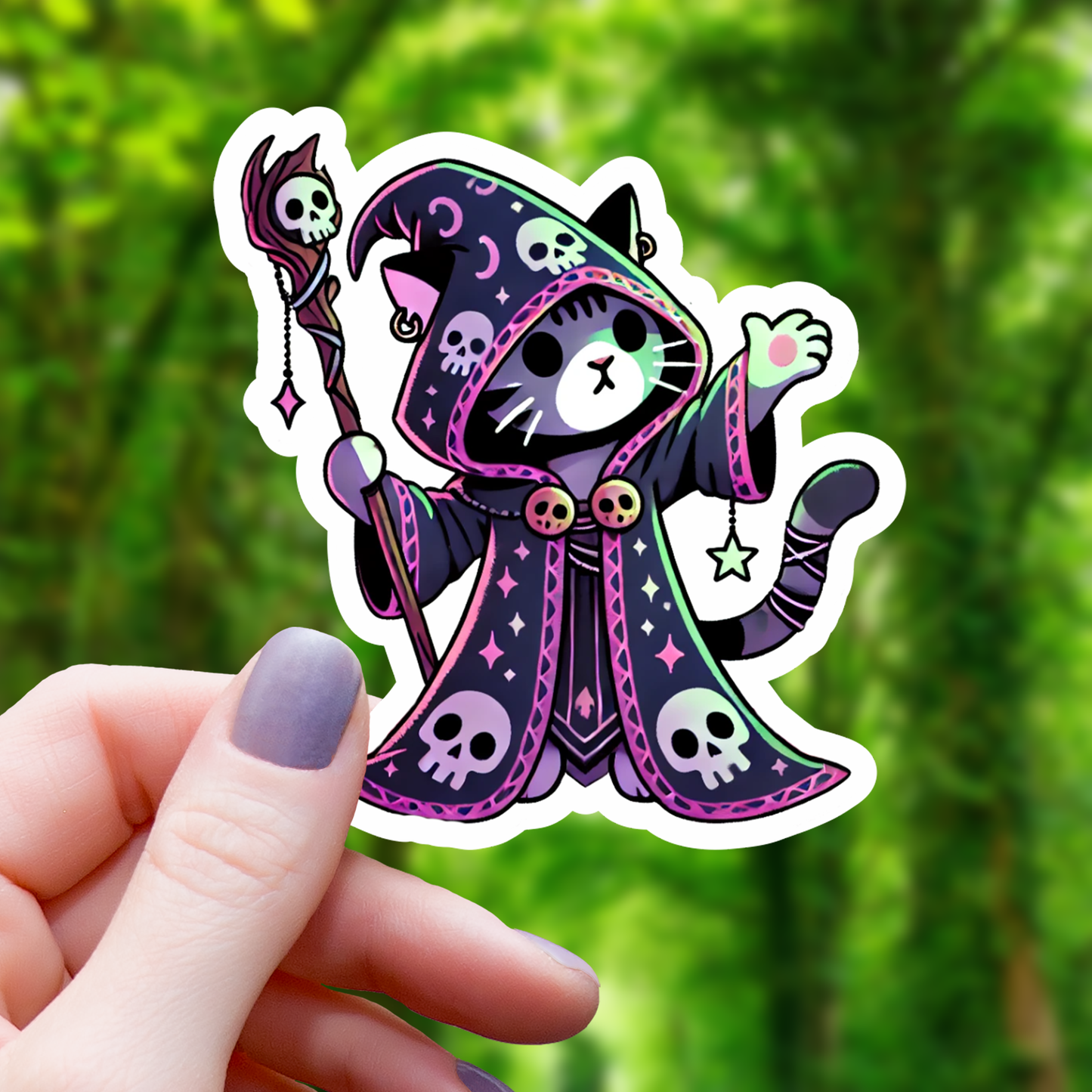 Mimic Gaming Co - Pink Cat Necromancer Sticker - 3"