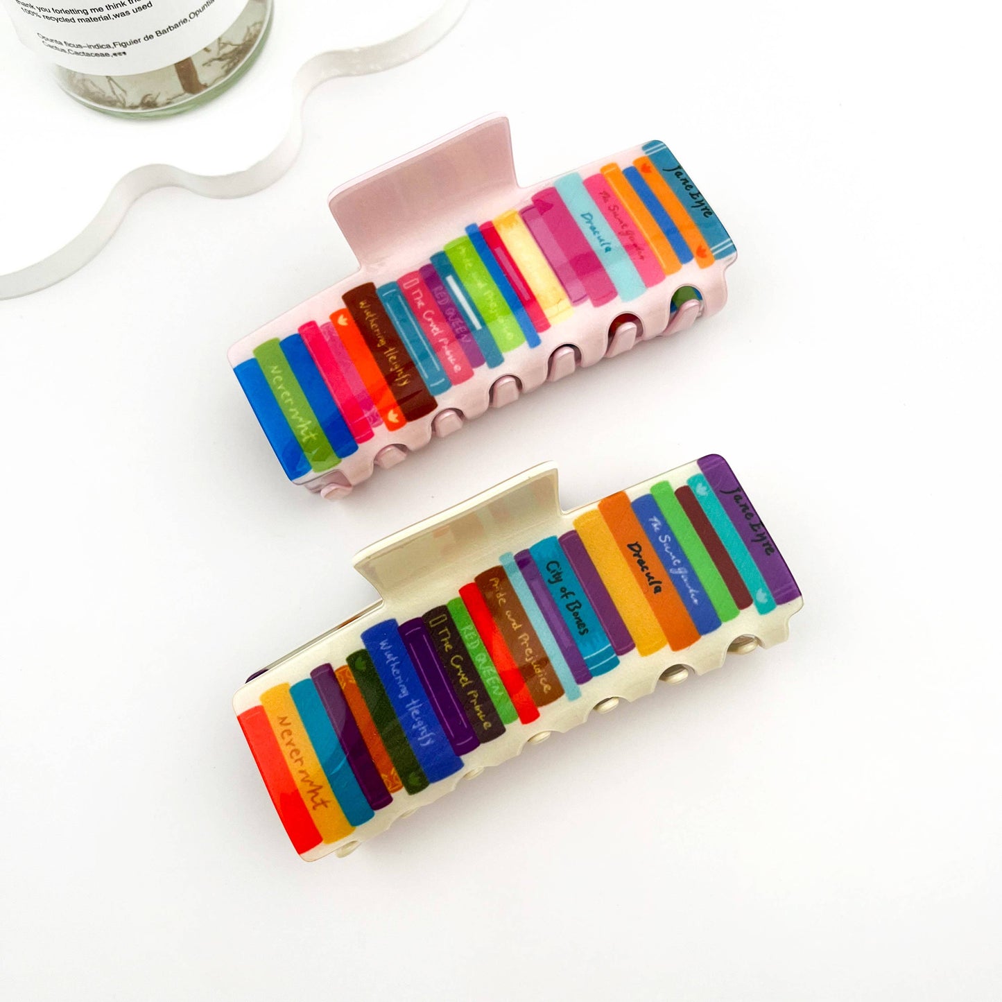mildstyles - 📚 Colorful Book Stack Hair Claw – PVC Study Buddy Clip: Pink