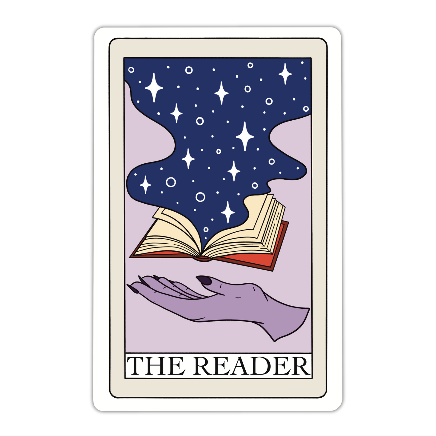 Midnight Door Studio - The Reader Tarot Card Vinyl Sticker, Bookish: Loose Sticker / Holographic Vinyl