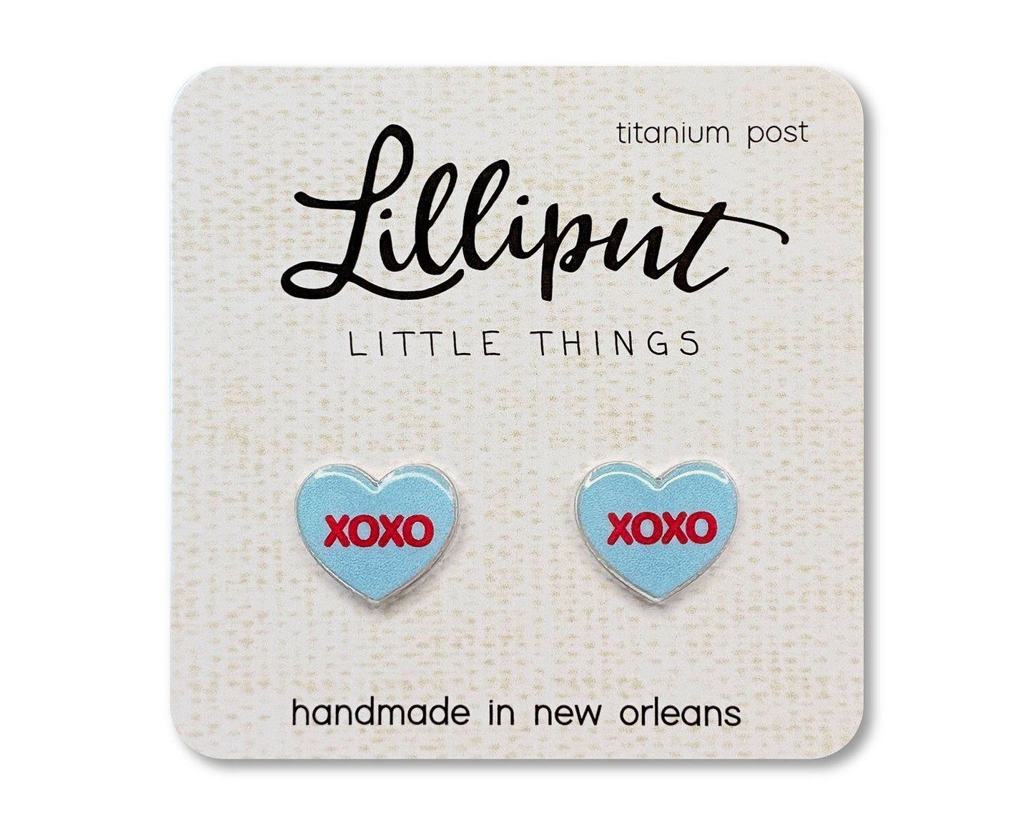 Lilliput Little Things - NEW Conversation Heart Earrings // Valentines Day: Blue