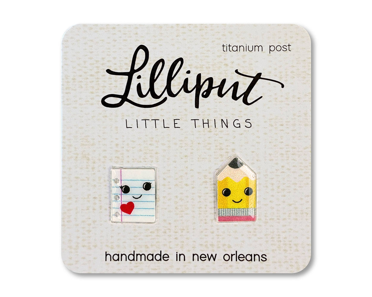 Lilliput Little Things - Paper and Pencil Earrings // Teacher Gift // Back to School