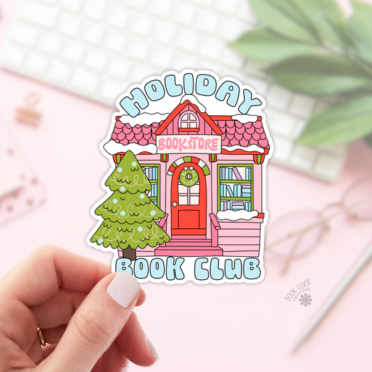 Book Lover Merch Shop - Holiday Bookstore Book Club Stickers / Christmas Bookish: 3''