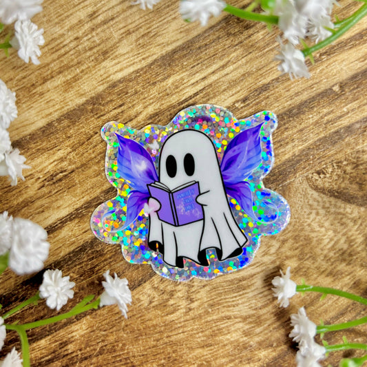Awfullynerdy.co - Ghost Reading Fairie Smut Glitter Sticker