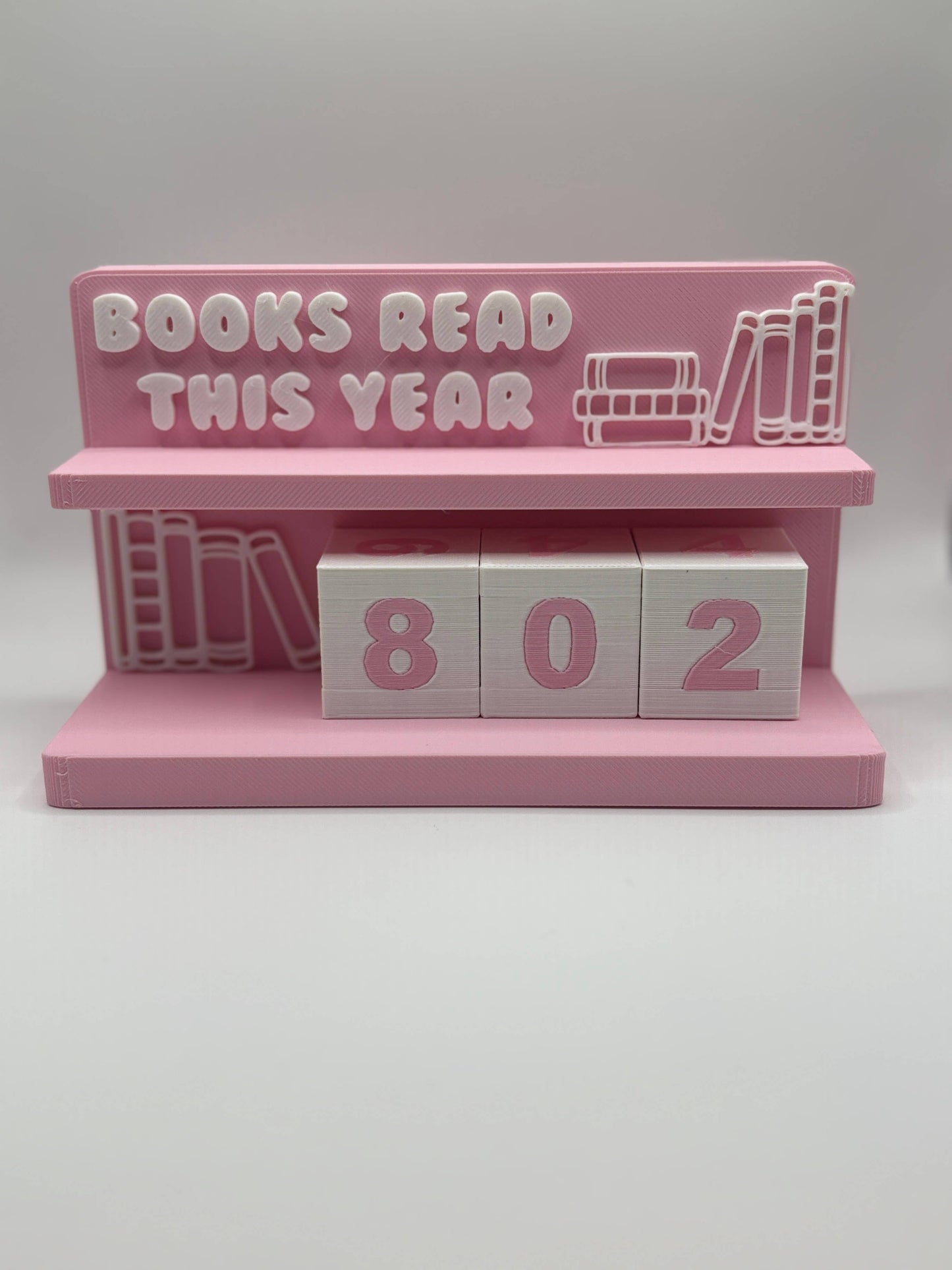 Stella Cake Creations - Book Counter Sign with Numbers : Light Pink Stand w/ White Blocks