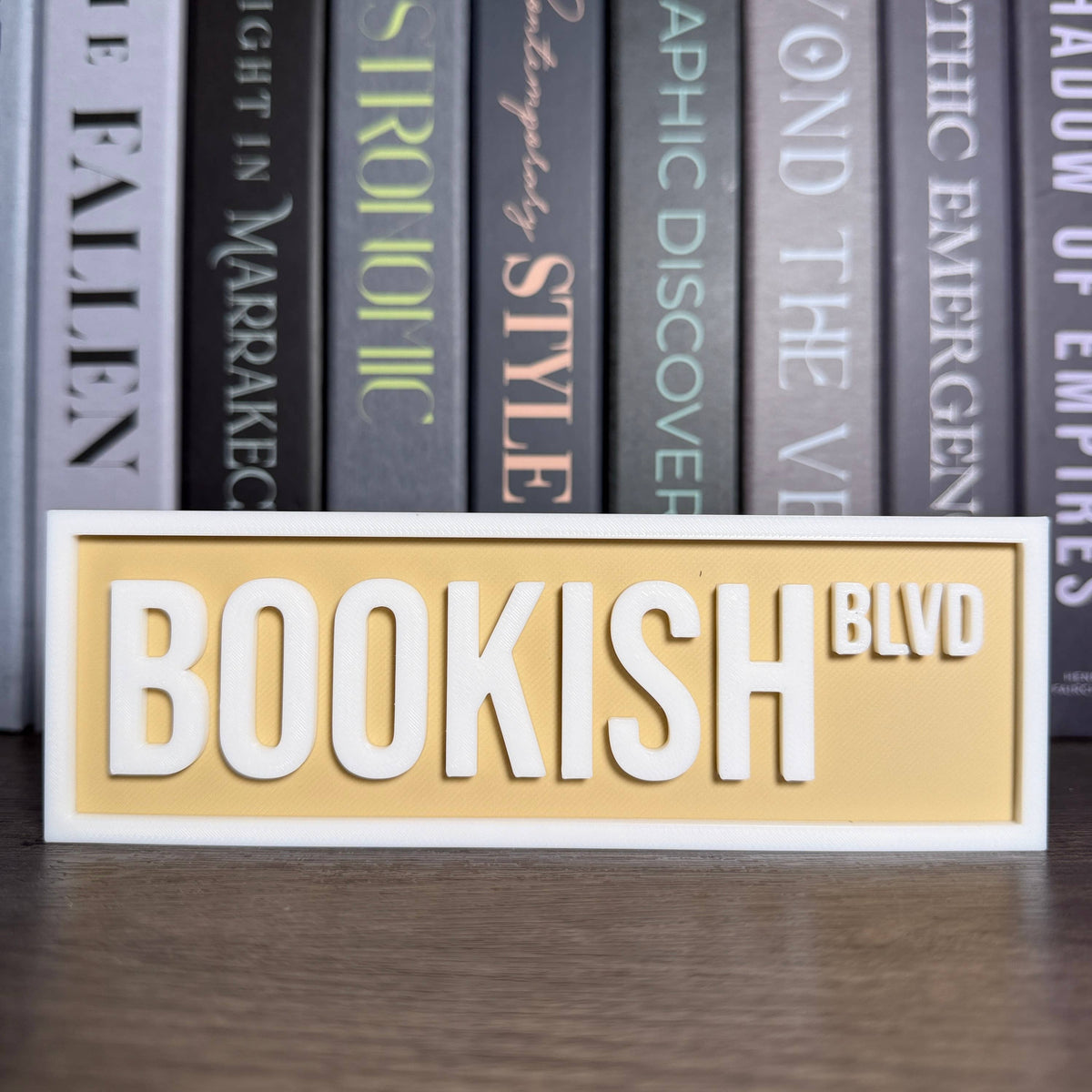 The Crafted Nook - Bookish Street Sign | Bookshelf Decor: Sky Blue