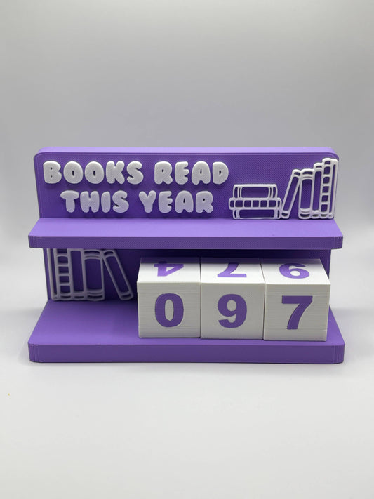 Stella Cake Creations - Book Counter Sign with Numbers : Purple Stand w/ White Blocks