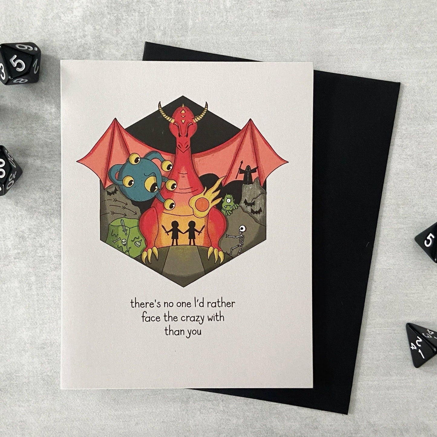 Storymakers Trading Co. - Face the Crazy Together - D&D/RPG friendship/love card