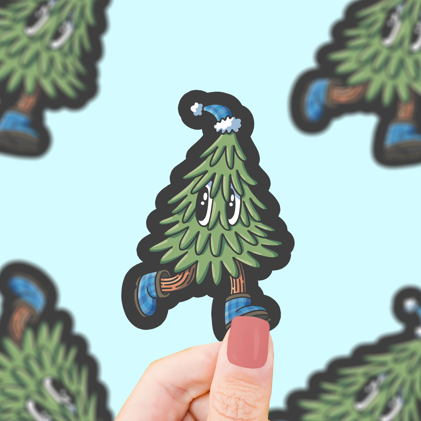 Turtle's Soup - Running Tree, Retro, Christmas, Cute, Winter, Vinyl Sticker