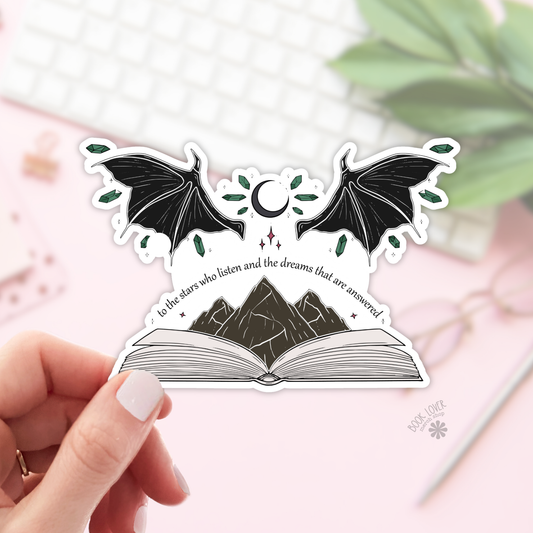 Book Lover Merch Shop - Dragon Wings Stickers / To The Stars Bookish Stickers / Book: 3''