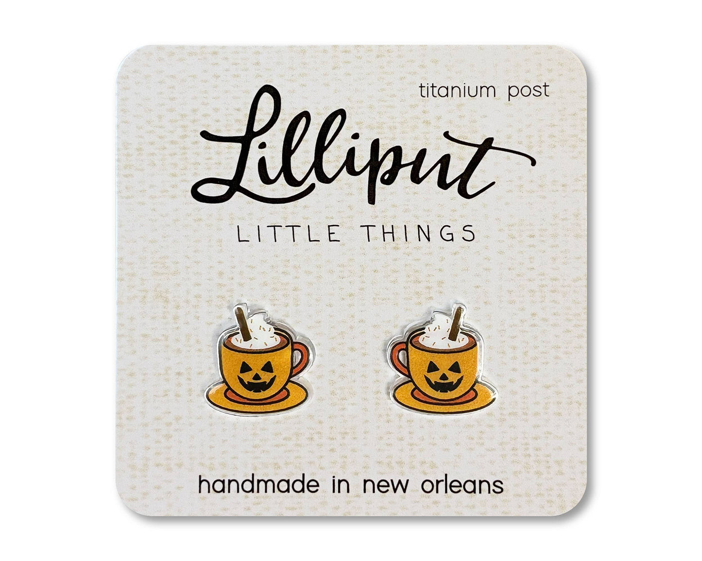 Lilliput Little Things - Pumpkin Spice Latte Earrings: Fall