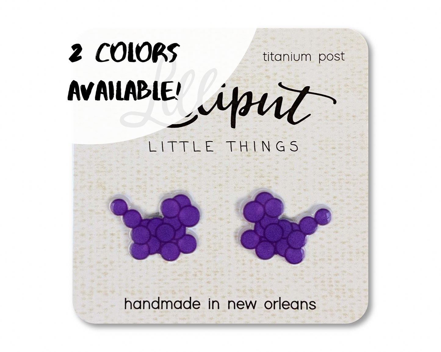 Lilliput Little Things - Mardi Gras Bead Dog Earrings: Purple