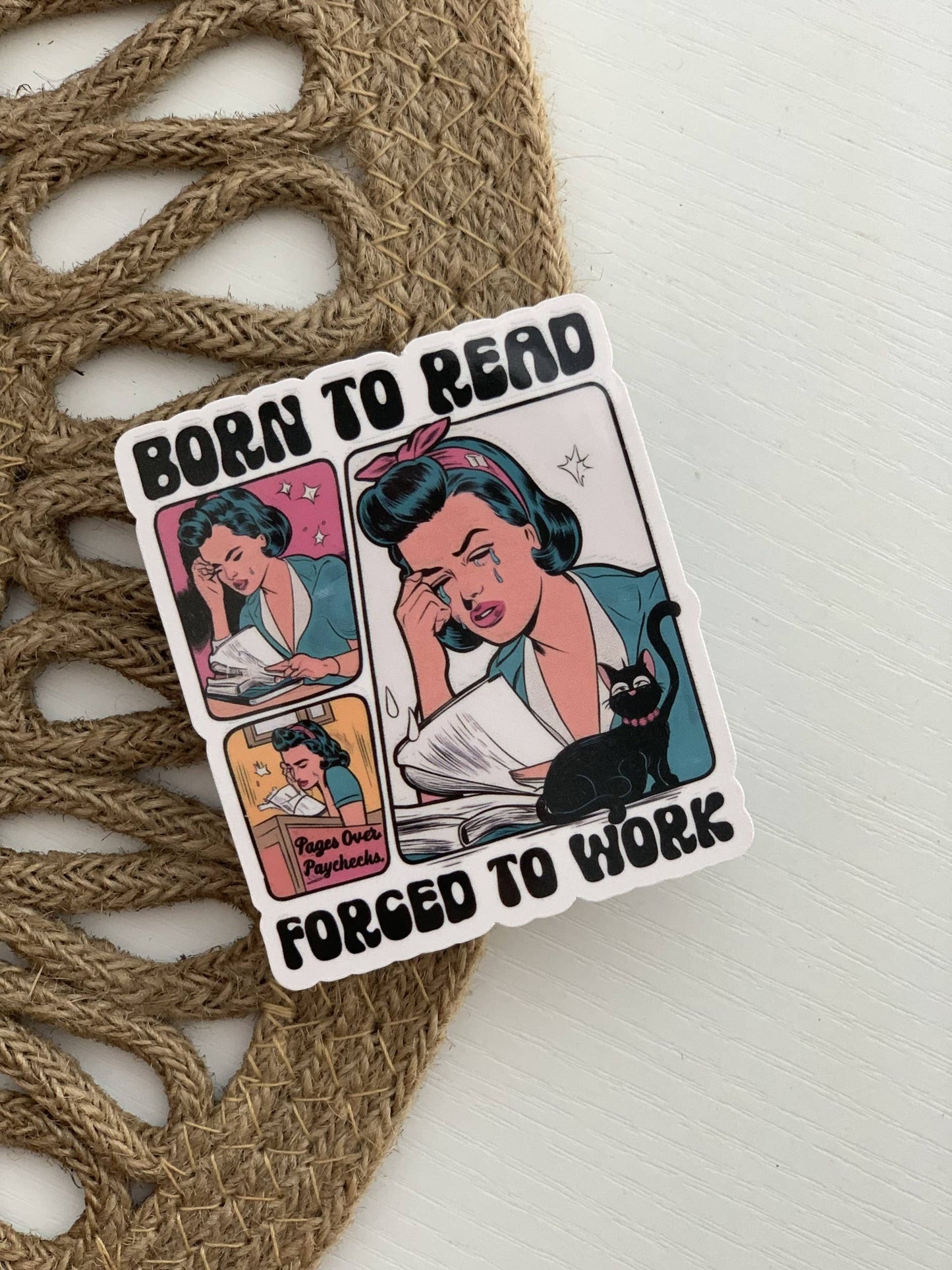 Lalatina Shop - Born to read funny bookish vinyl sticker,funny stickers