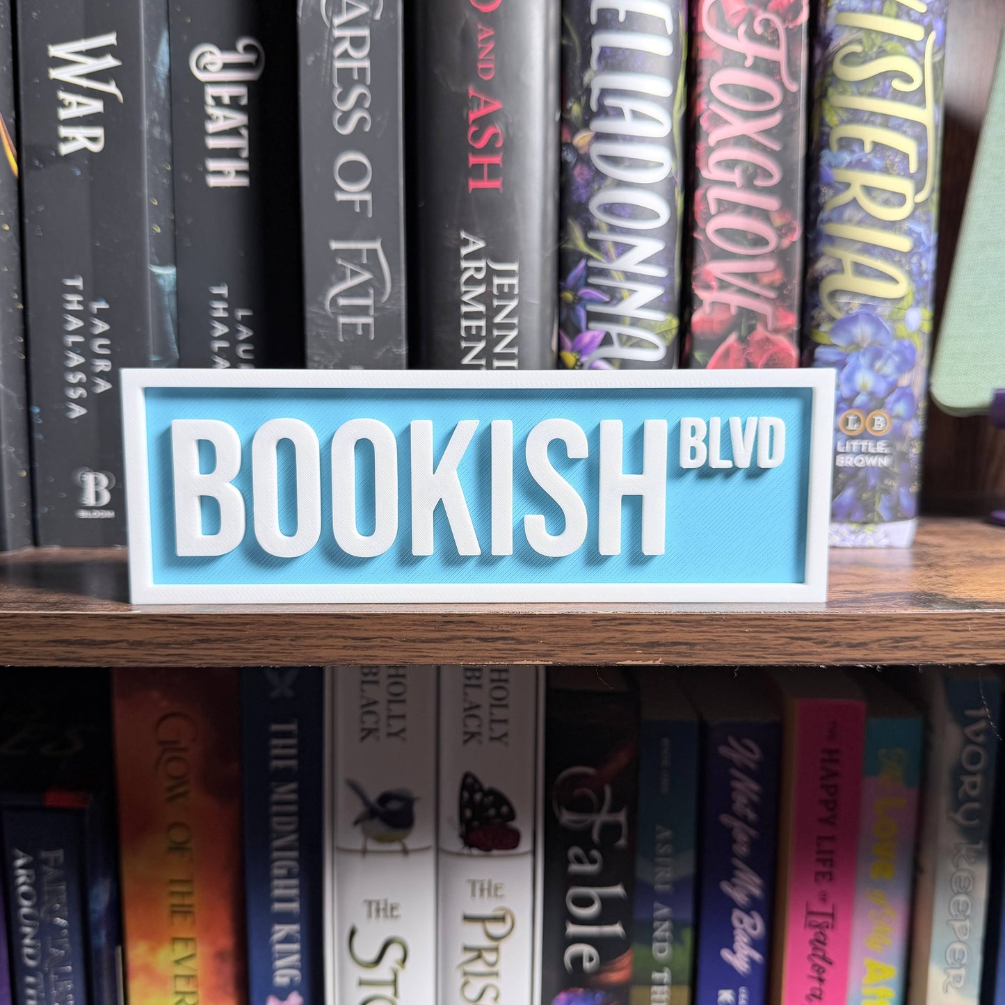 The Crafted Nook - Bookish Street Sign | Bookshelf Decor: Sakura Pink