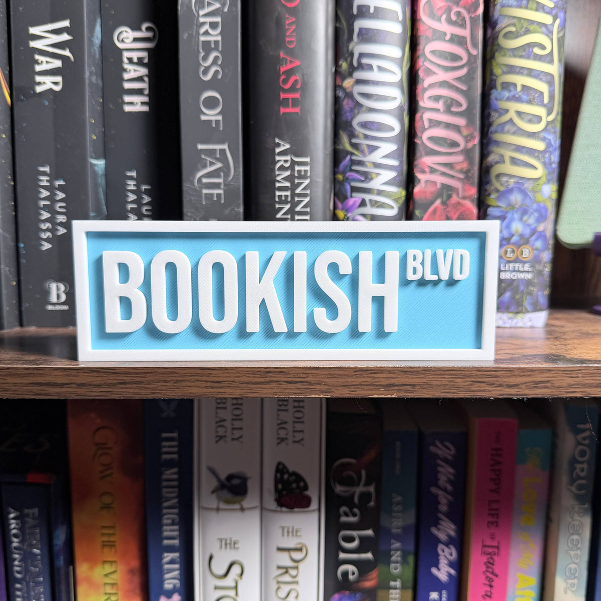 The Crafted Nook - Bookish Street Sign | Bookshelf Decor: Sky Blue