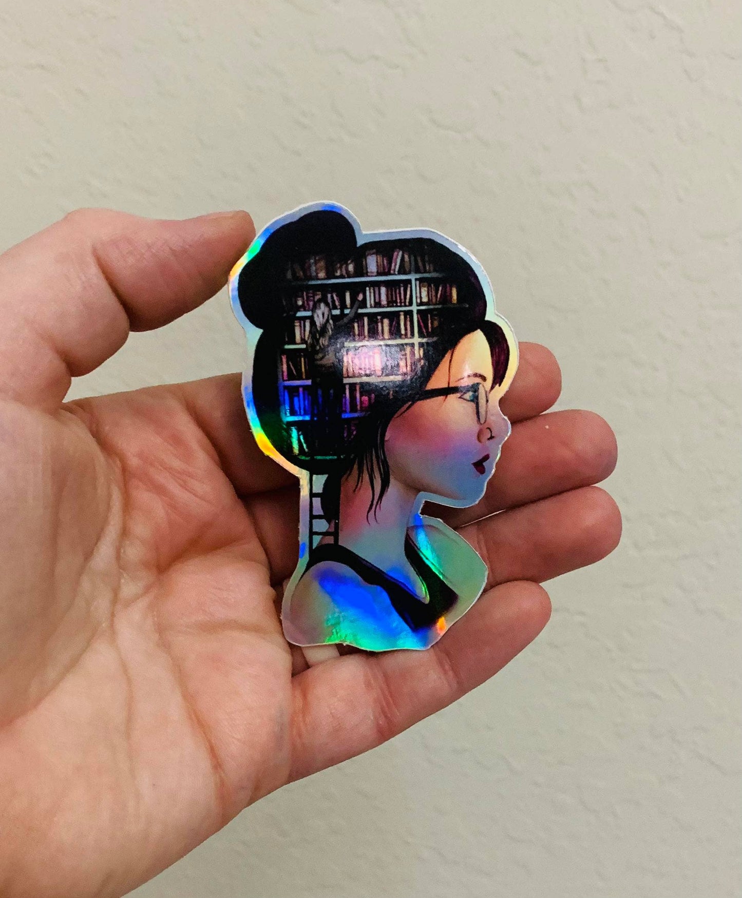 Oily Graphic Creations - Books On The Brain Lightskinned- Book Lover Sticker/Magnet: Matte Vinyl