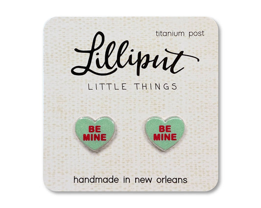 Lilliput Little Things - NEW Conversation Heart Earrings // Valentines Day: Green