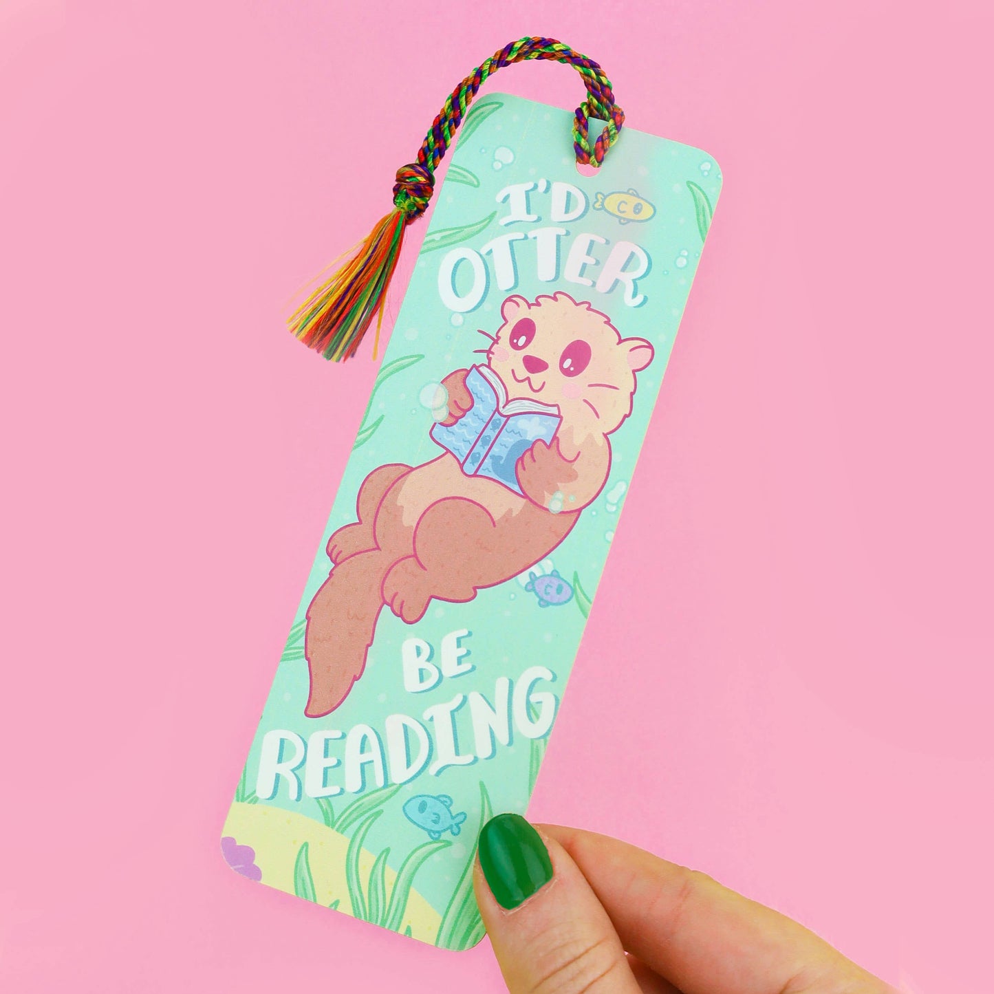 Turtle's Soup - I'd Otter Be Reading Otter Pun Funny Bookmark with Tassel