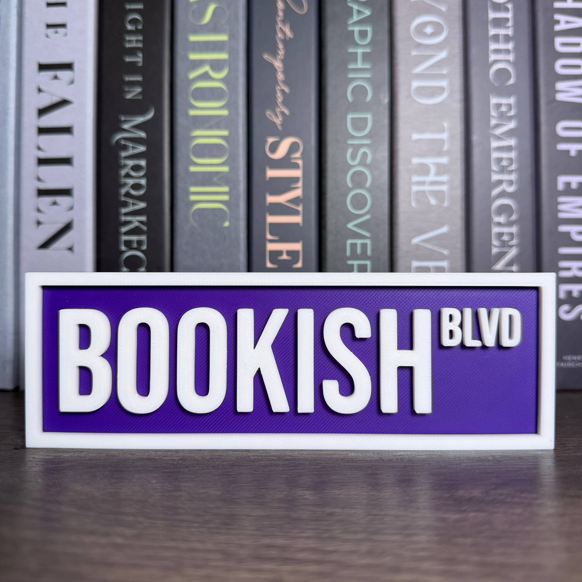 The Crafted Nook - Bookish Street Sign | Bookshelf Decor: Sky Blue