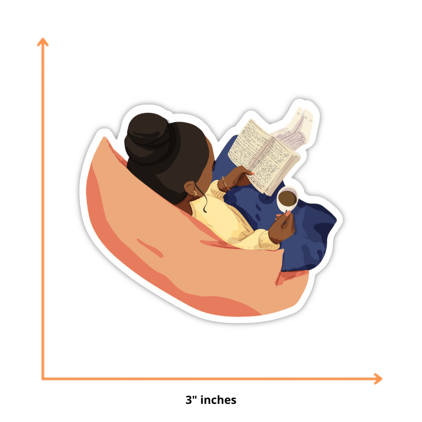 CheerNotes Greeting Cards & Stationery - Coffee and Book Sticker - Brown