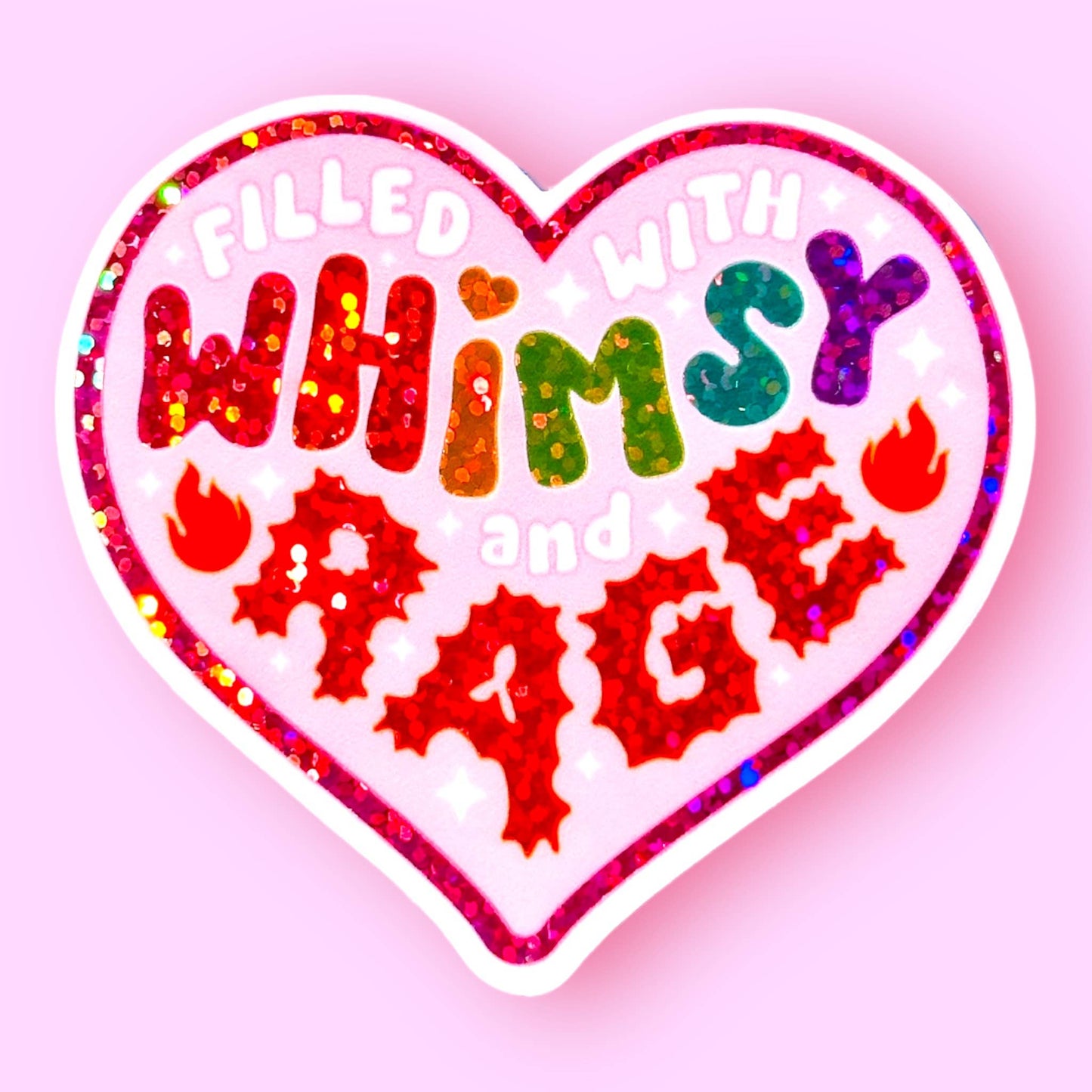 The Hissin' Kitten - Filled With Whimsy and Rage Glitter Sticker (NEW DESIGN!)