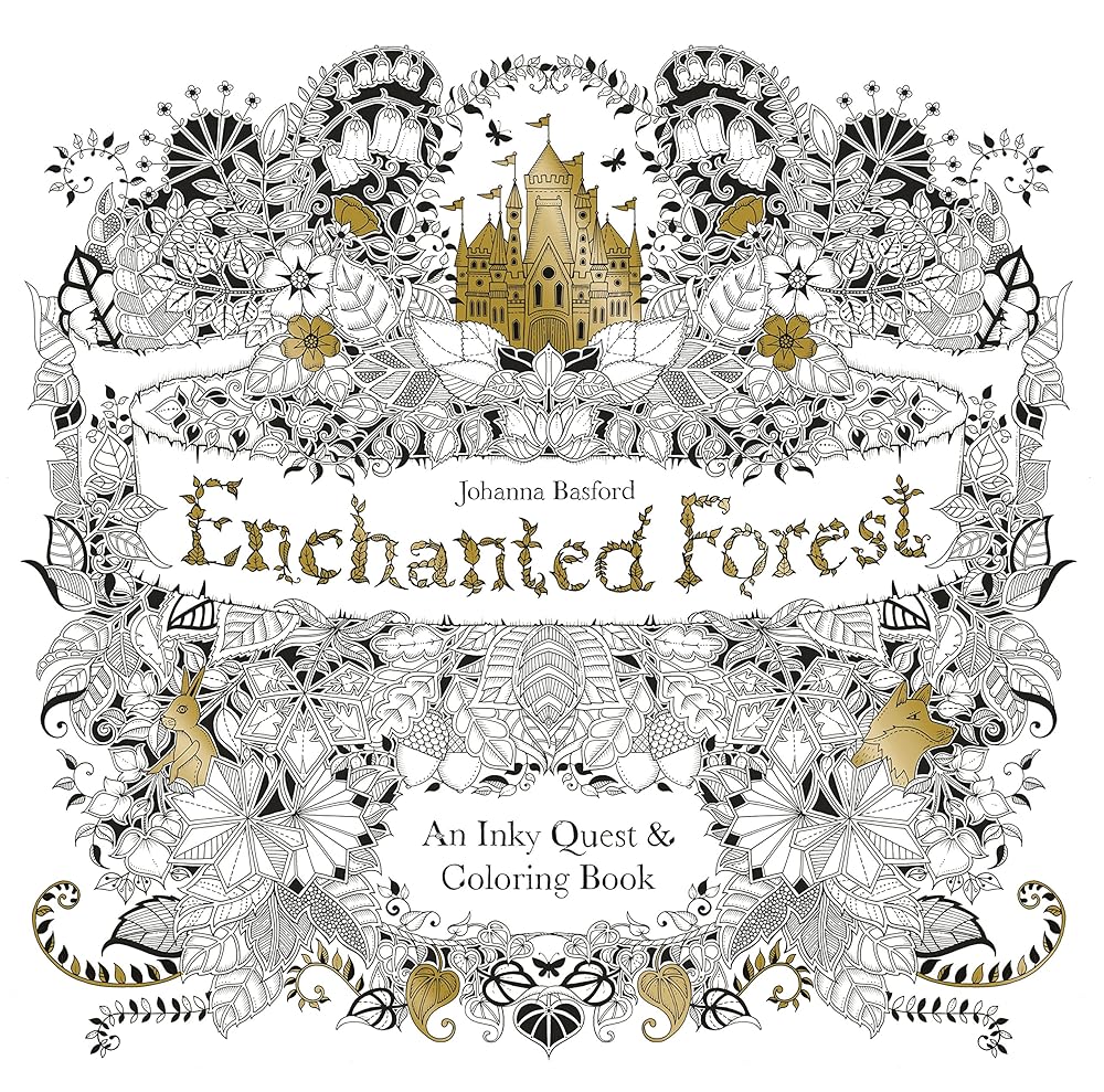 Enchanted Forest: An Inky Quest and Coloring book (Activity Books, Mindfulness and Meditation, Illustrated Floral Prints) cover image