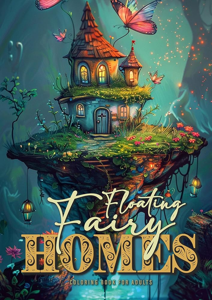 Fliegende Feen Häuschen Malbuch für Erwachsene: Fantasy Malbuch für Erwachsene | Feen Häuser Malbuch Erwachsene | zauberhafte Feen Häuschen auf ... Book for Adults - floating Islands| 52 p| cover image