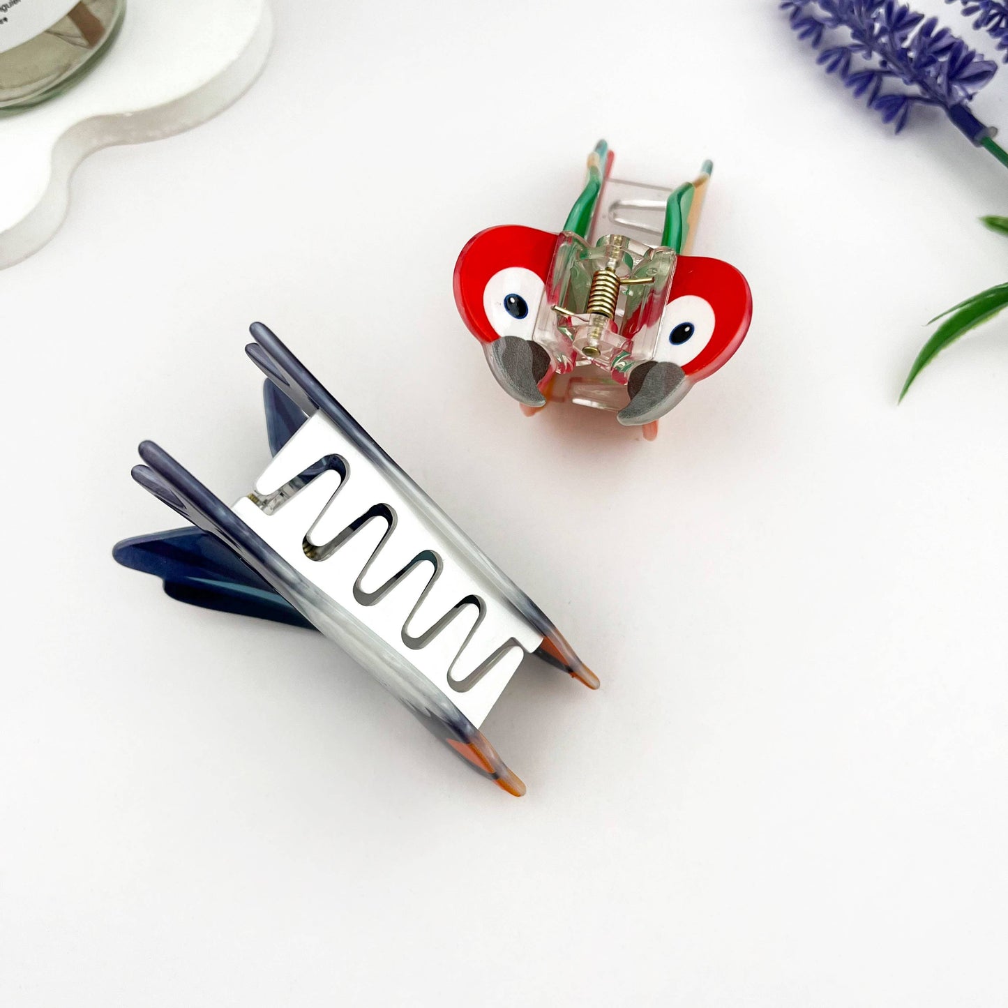 mildstyles - Realistic Parrot & Swallow Colorful Bird Hair Claw Clip: Black