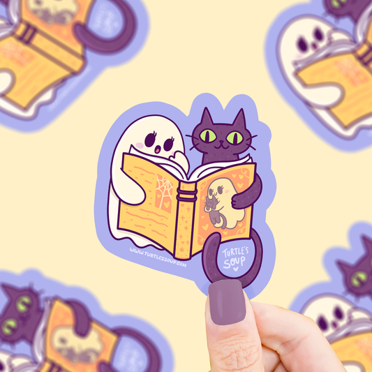 Turtle's Soup - Kitty and Ghost, Reading Besties, Bookish, Vinyl Sticker