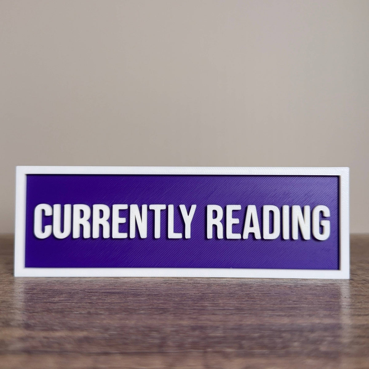 The Crafted Nook - Currently Reading Sign | Bookshelf Decor: Gray