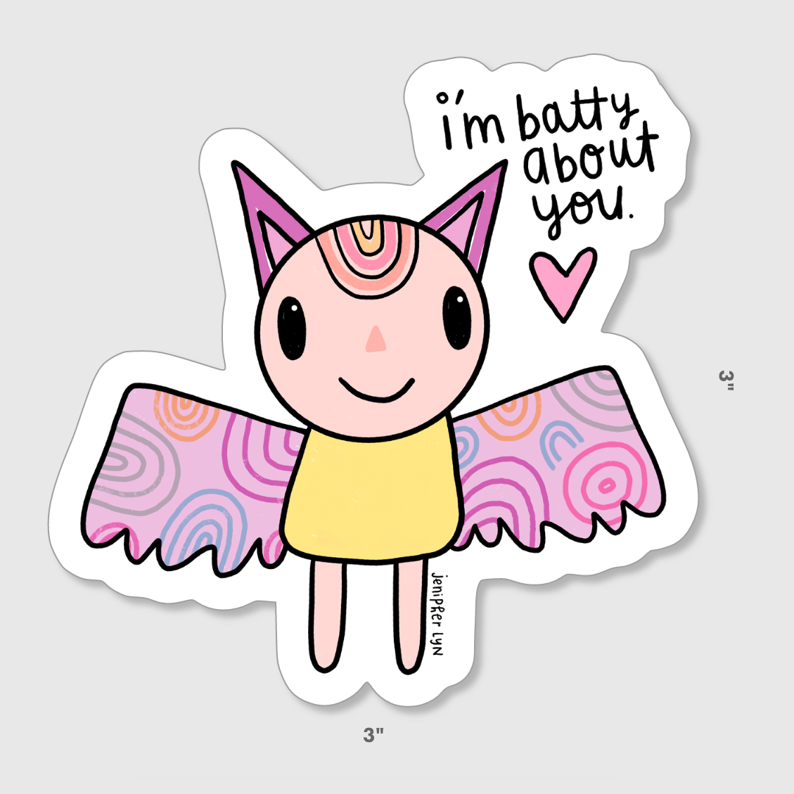 Jenipher Lyn / Nightly Doodles - Colorful Punny Bat - Vinyl Sticker