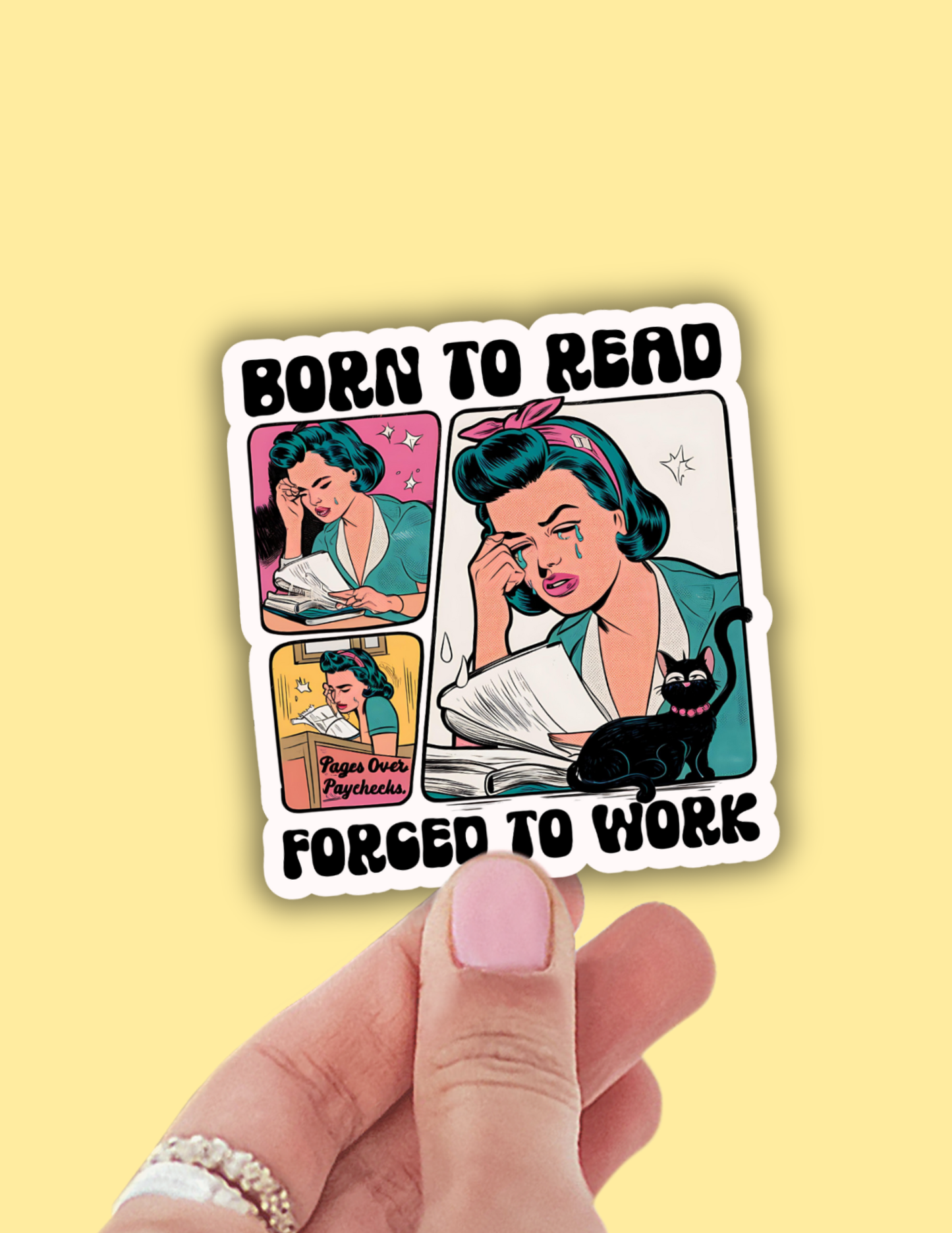 Lalatina Shop - Born to read funny bookish vinyl sticker,funny stickers