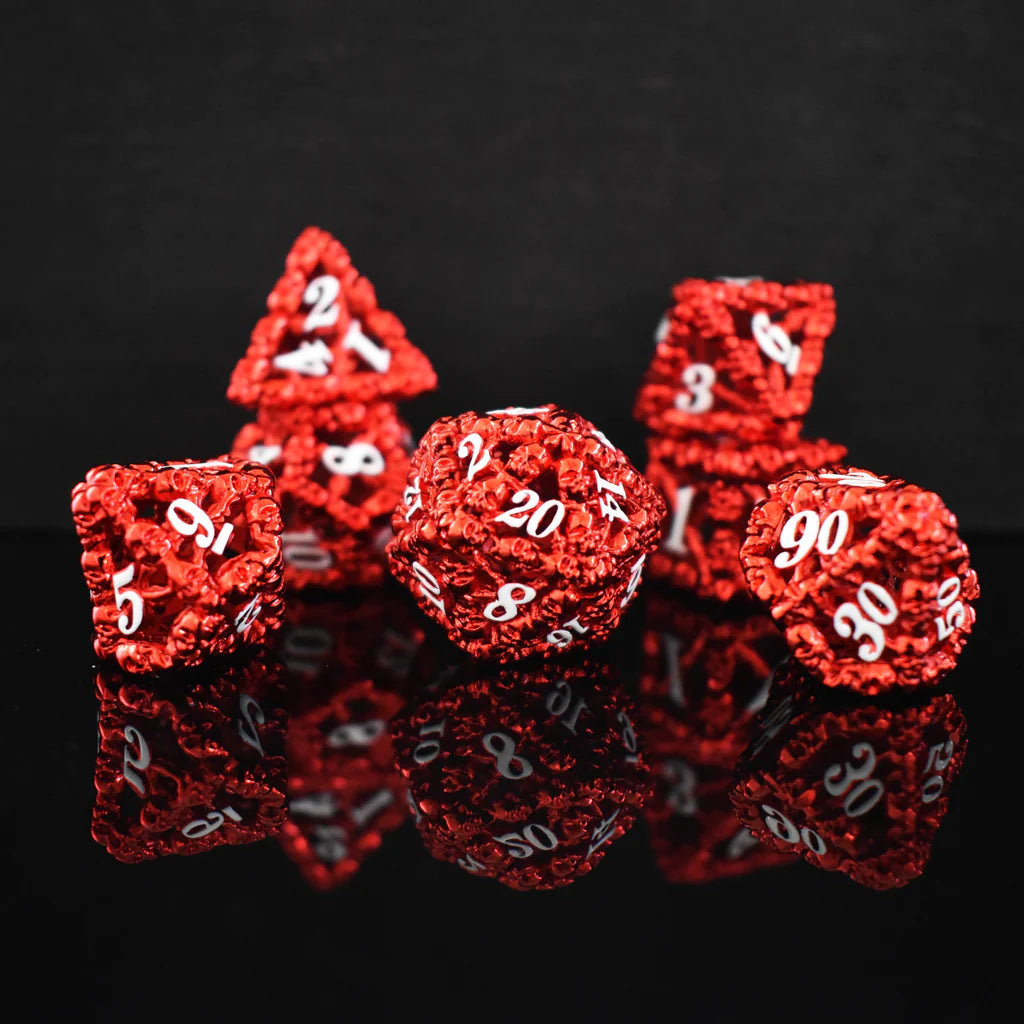 Blood Skull Necro Hollow Metal Dice Set