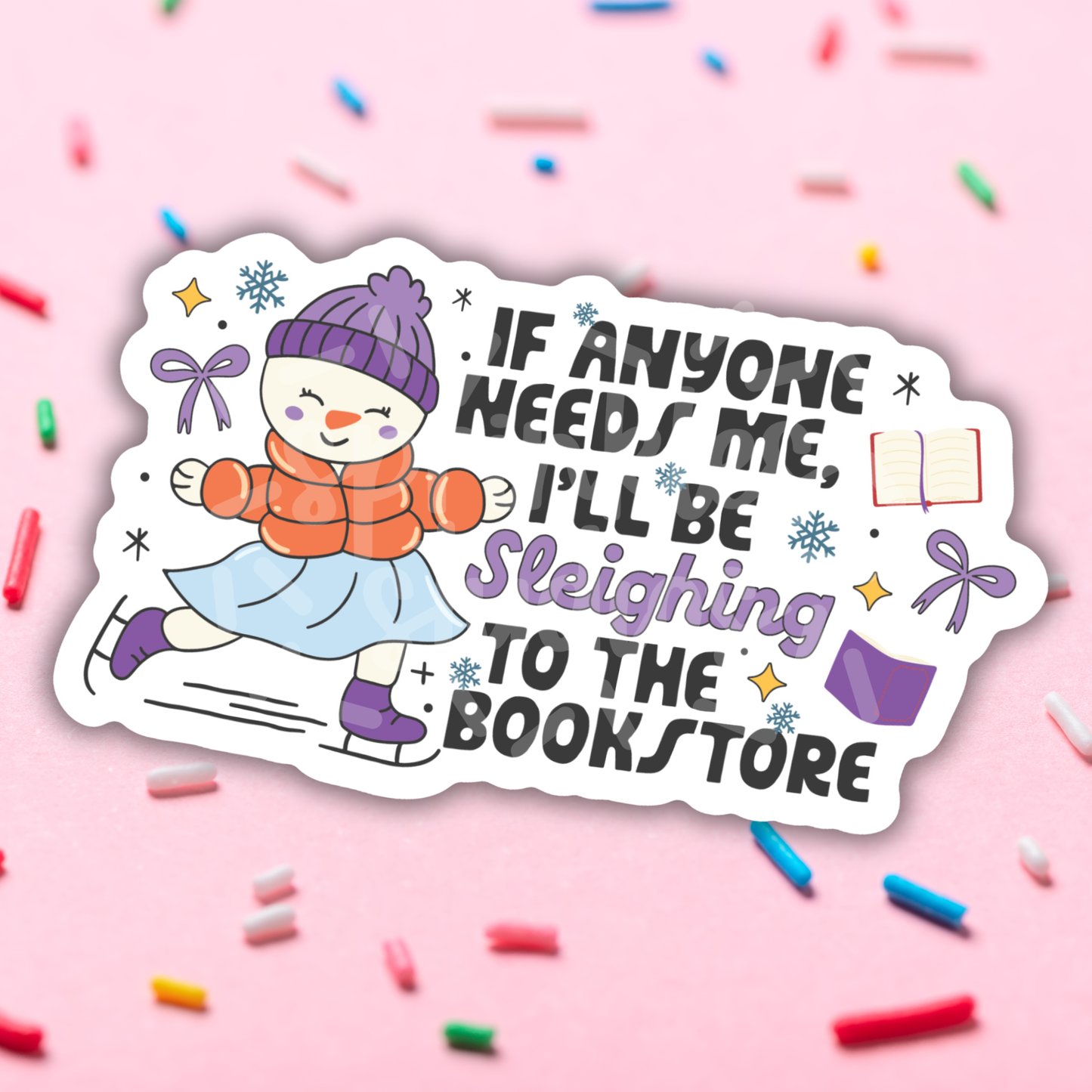 Sprinkles Studios - Sleighing To The Bookstore Vinyl Sticker