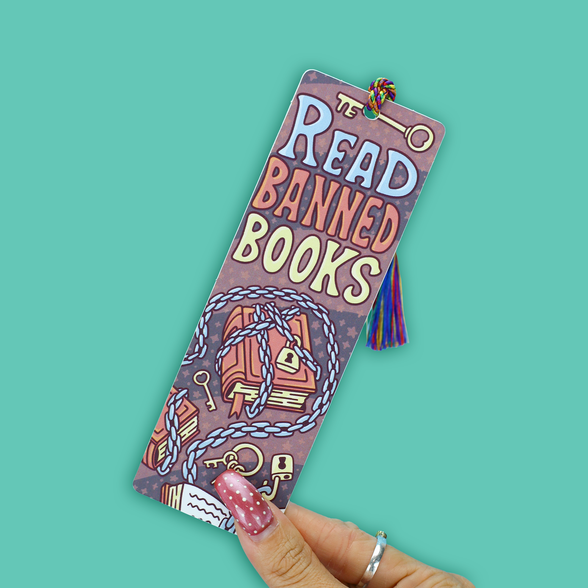Turtle's Soup - Read Banned Books Lock and Key Tasseled Bookmark