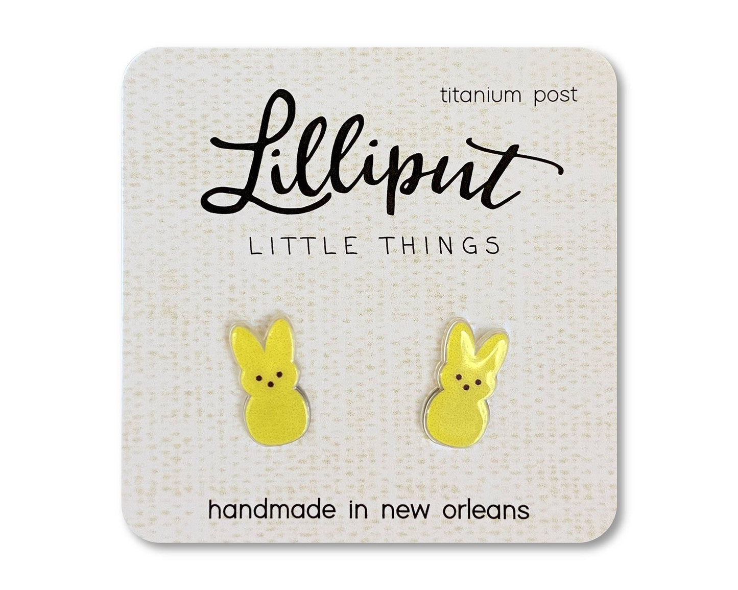 Lilliput Little Things - Marshmallow Easter Bunny Earrings // Easter Earrings: Pink