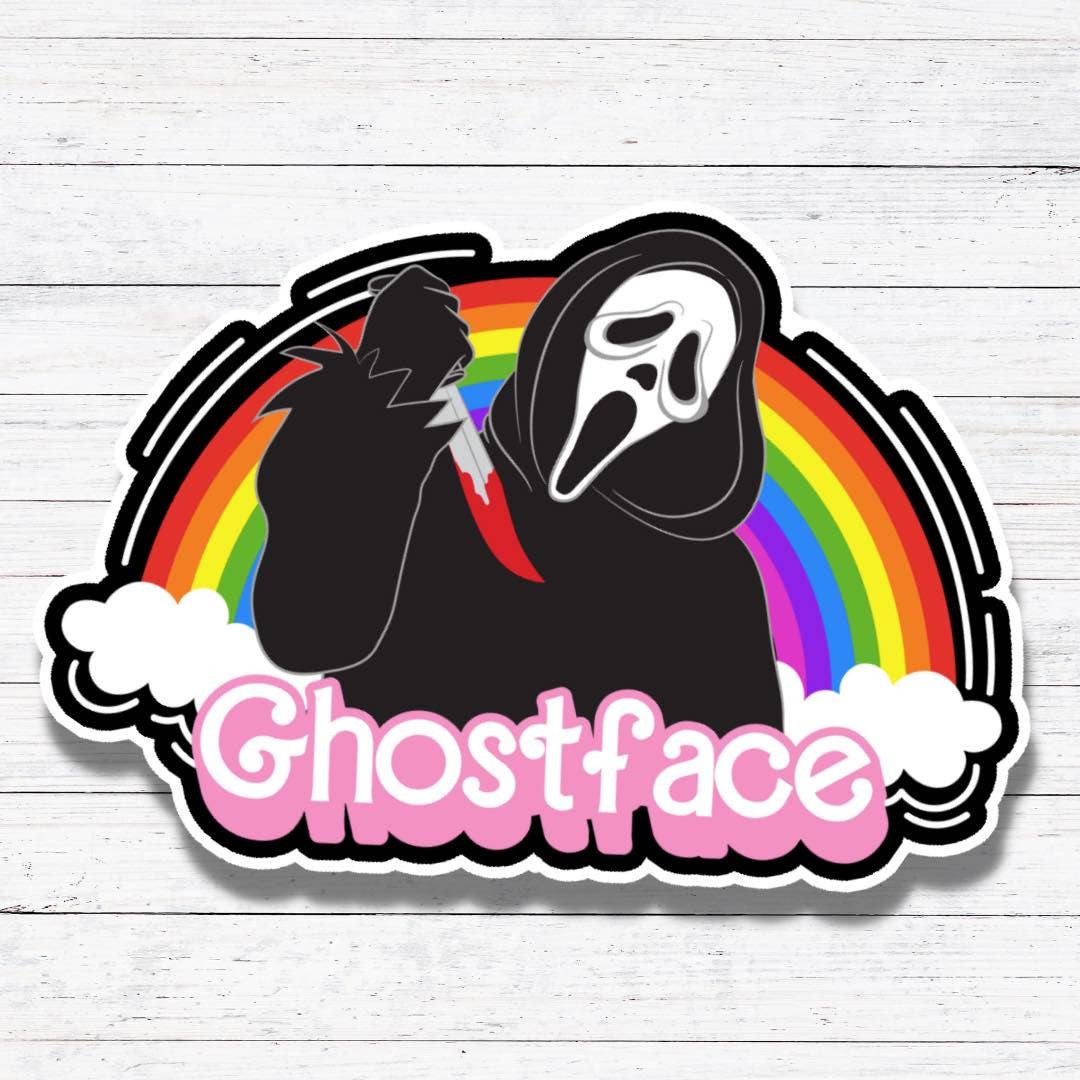 Oily Graphic Creations - Rainbow Ghostface- Rainbow Horror Dolls Stickers/Magnet: Glossy Vinyl