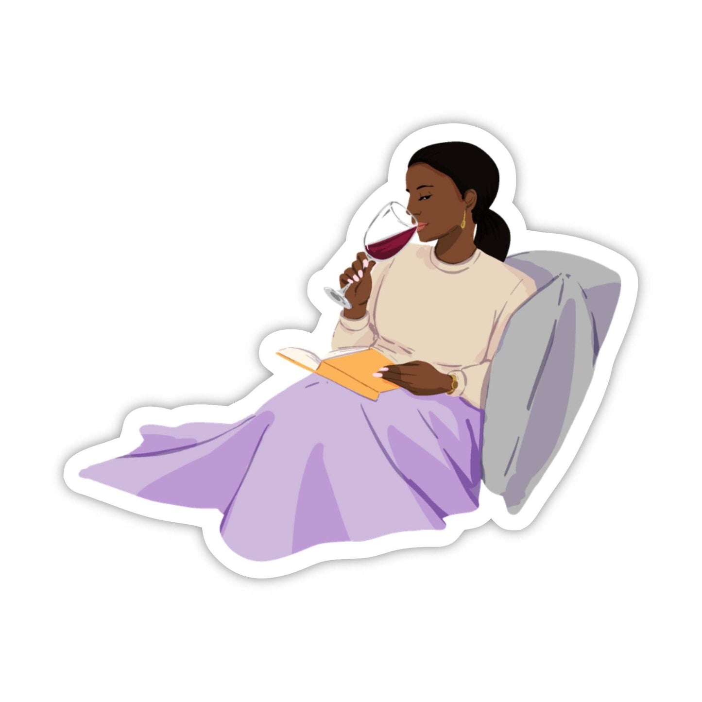 CheerNotes Greeting Cards & Stationery - Book and Wine Sticker - Brown