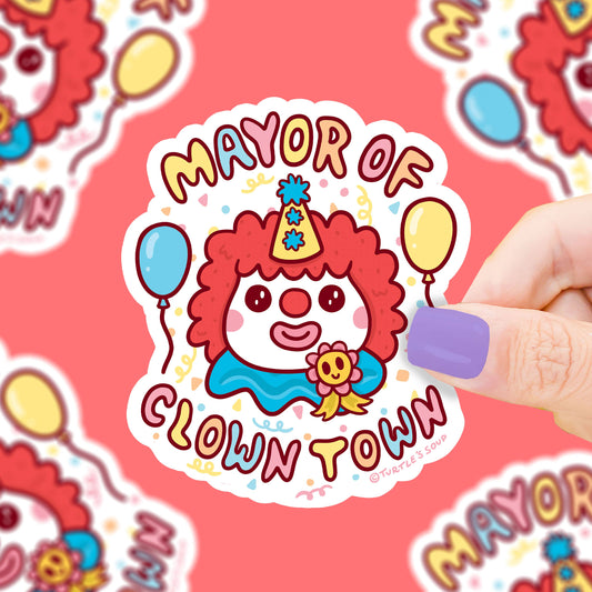 Turtle's Soup - Mayor of Clown Town Funny Vinyl Sticker