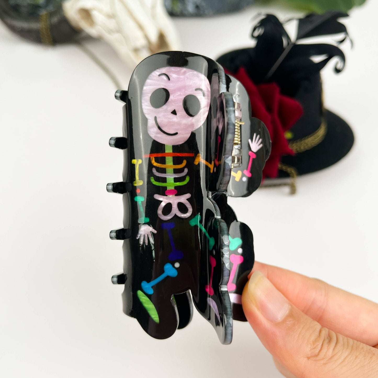 mildstyles - Halloween Black Skull Say Hi Hair Claw Clip: Black