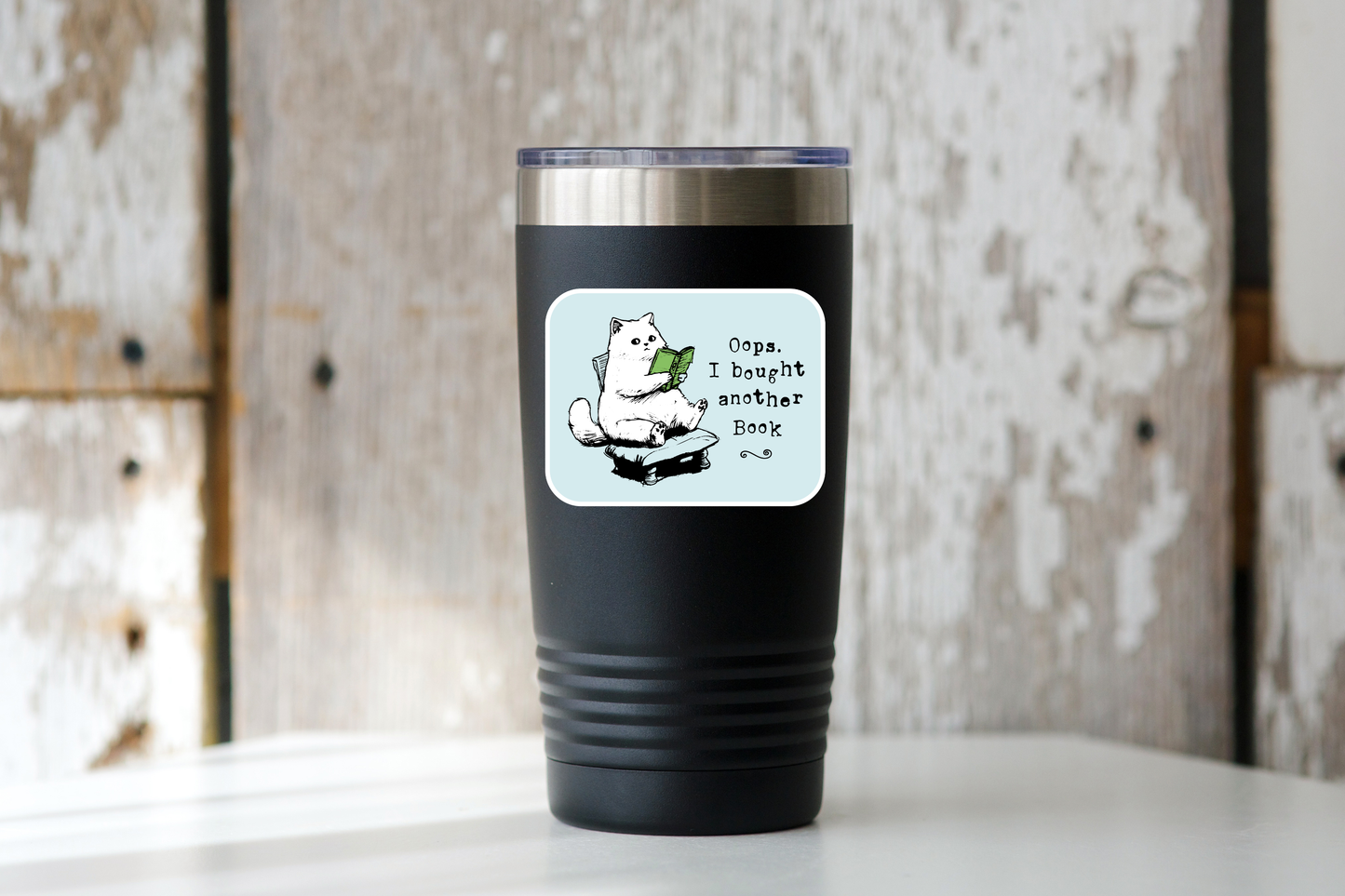 Yarnival - Oops I Bought Another Book Sticker - cat, cute, funny, shop