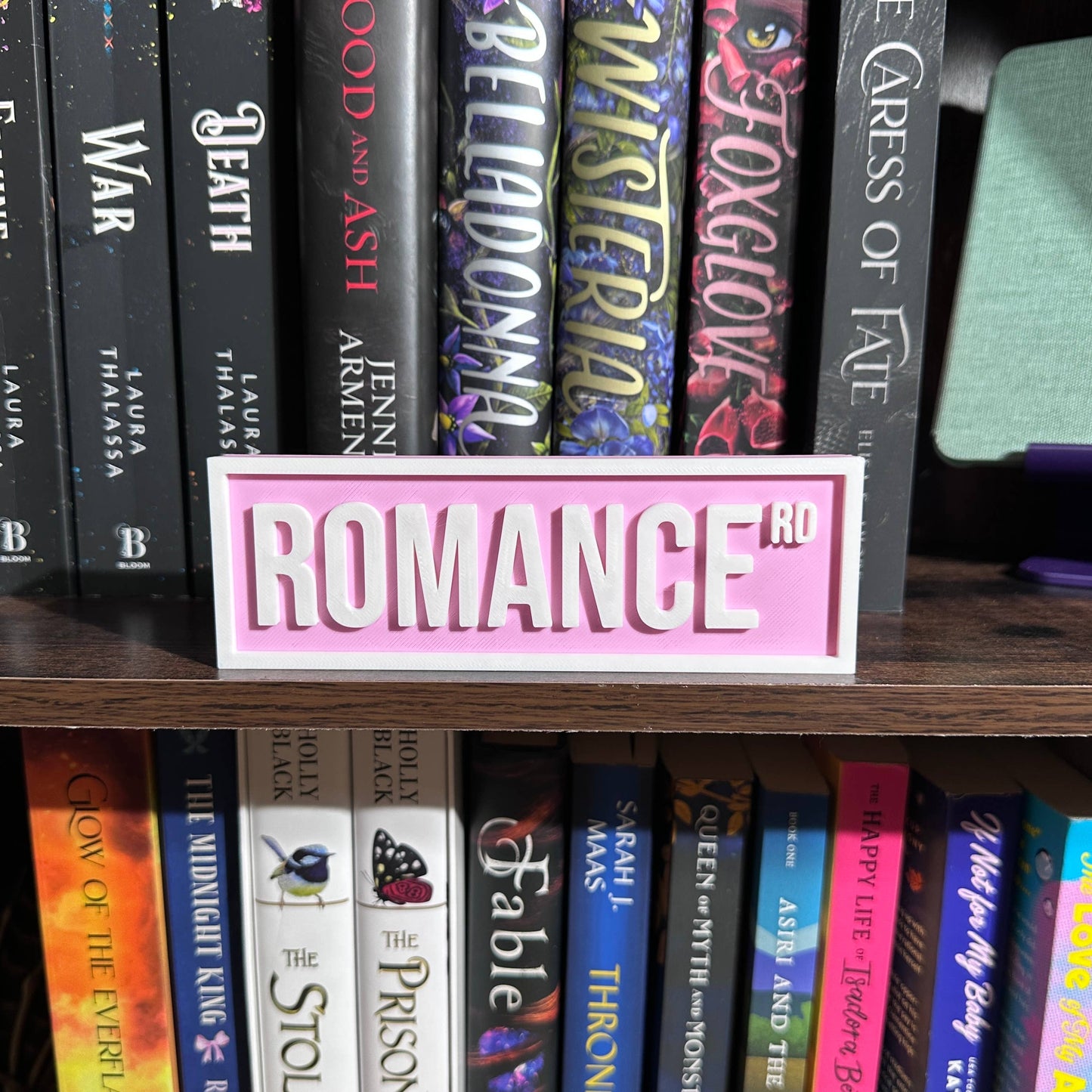 The Crafted Nook - Romance Street Sign | Bookshelf Decor: Magenta