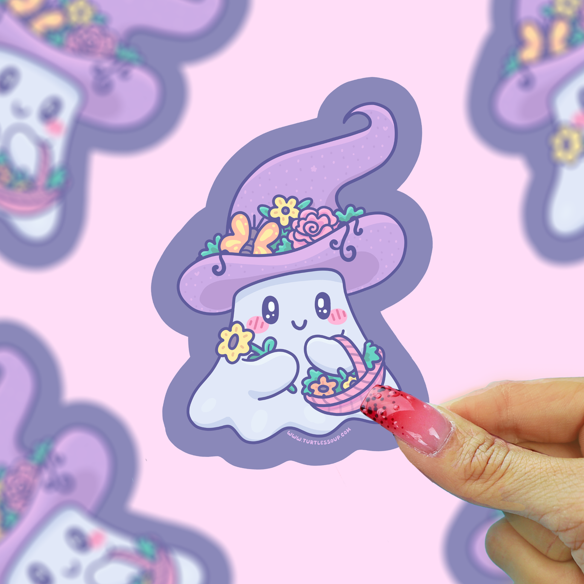 Turtle's Soup - Cottage Ghost, Cute, Whimsical, Halloween Vinyl Sticker