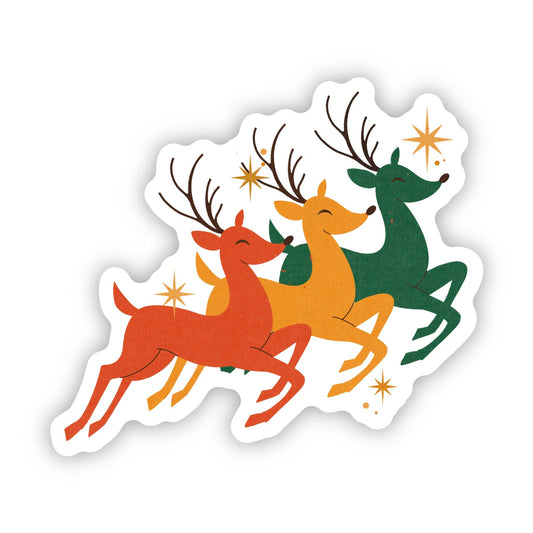 Big Moods - Three Reindeer Vintage Christmas Sticker