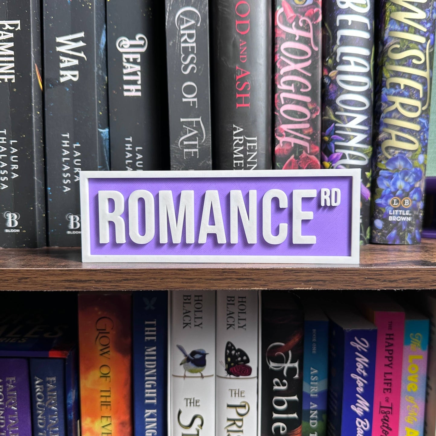 The Crafted Nook - Romance Street Sign | Bookshelf Decor: Magenta